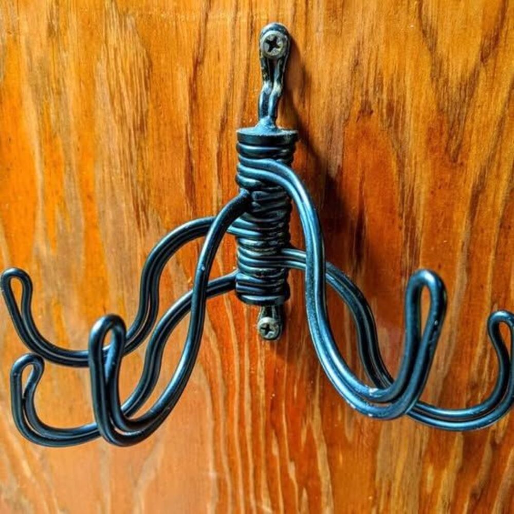 Vintage 1990s IKEA 5-Arm Swivel Wall Hook Black Metal